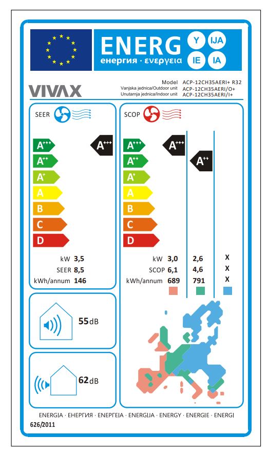 VIVAX R+ klima uređaj 3,5kW ACP-12CH35AERI+ R32 SILVER MIRROR - Slika 7